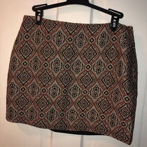 H&M tribal black & orange mini skirt size 8
